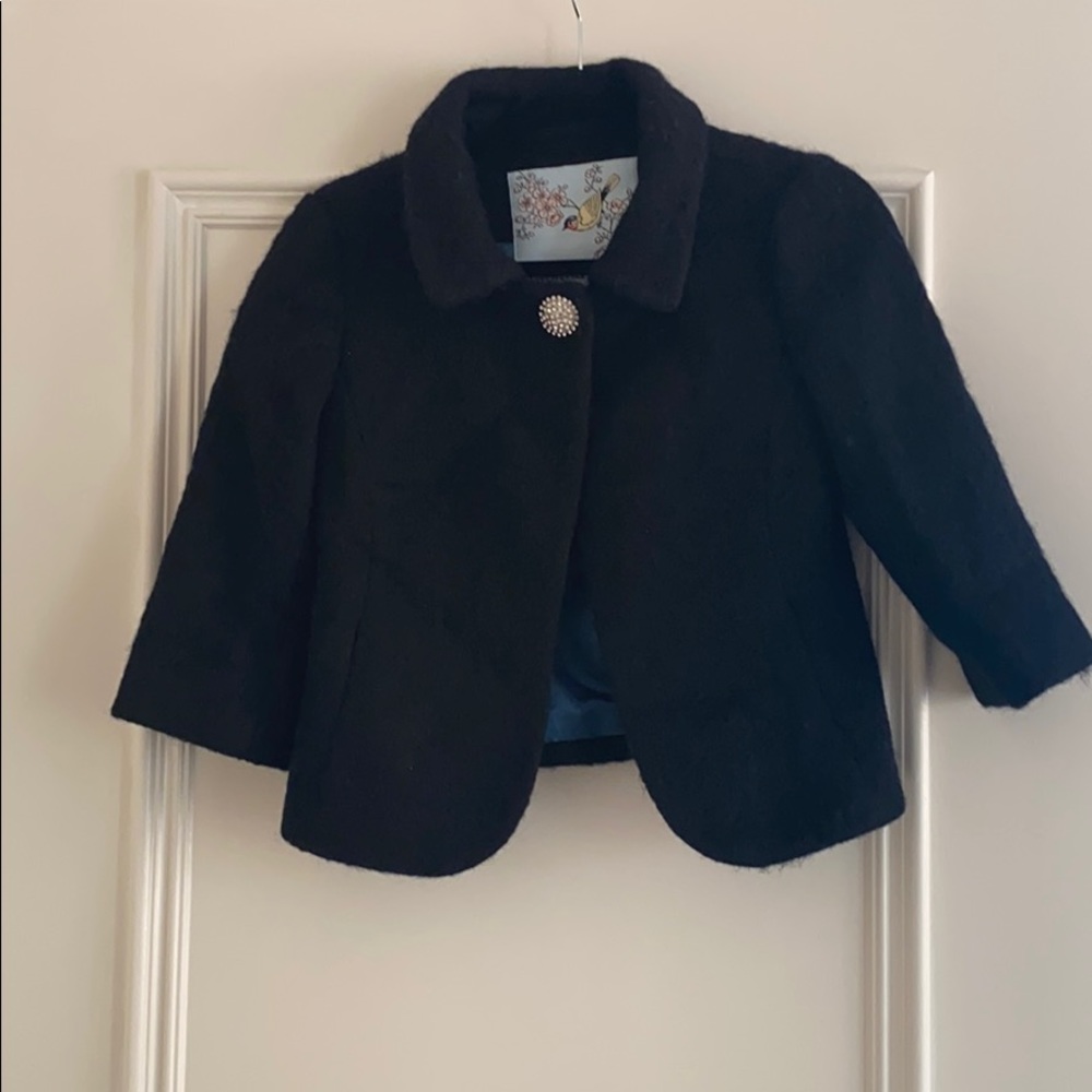 Black cropped wool jacket from Anthropologie